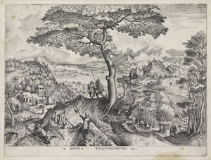 Krajina s odpočívajícími vojáky Milites Requiescentes (název na objektu) Velké krajiny (název série) od Johannes of Lucas van Doetechum