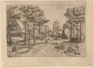 Vesnická ulice od Johannes van Doetechum, the Elder and Lucas