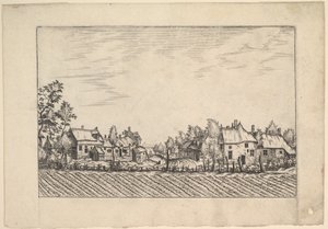 Farmy, orané pole v popředí od statku a zemědělské kavárny..., ca. 1559-61. od Johannes van Doetecum I