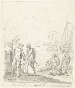 Obchod a doprava, dekorace na Nieuwmarkt, 1795 Obchod a doprava (název na objektu) od Johannes van Dregt (rejected attribution)