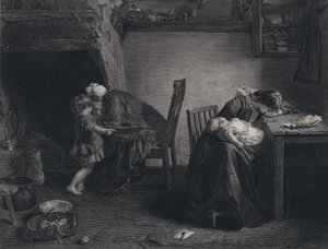 Ilustrace k Návratu vojáka od Roberta Burnse (rytina)