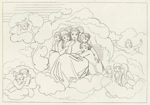Nebeské meteory, ráj, Canto 30 (rytina) od John (after) Flaxman