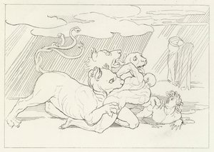 Cerberus, Inferno, Canto 6 (rytina) od John (after) Flaxman