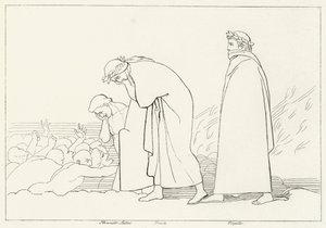 Dante diskutující se svým učitelem, Inferno, Canto 15 (rytina) od John (after) Flaxman