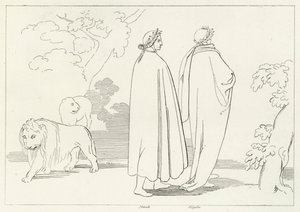 Entering the Dark Wood, Inferno, Canto 1 (rytina) od John (after) Flaxman