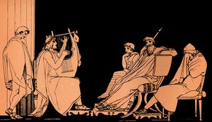 Odysseus pláče při Demodokově písni, Homérova Odyssea, podle Flaxmana (tisk)