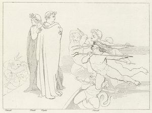 The Bridge, Inferno, Canto 21 (rytina) od John (after) Flaxman