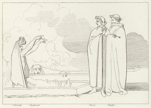 The Fiery Sepulchres, Inferno, Canto 10 (rytina) od John (after) Flaxman