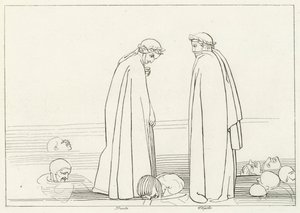 The Frozen Lake, Inferno, Canto 32 (rytina) od John (after) Flaxman