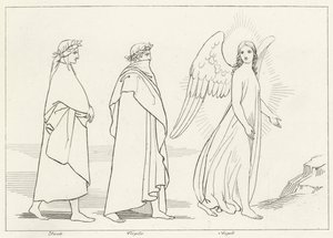 The Guiding Angel, Očistec, Canto 15 (rytina) od John (after) Flaxman