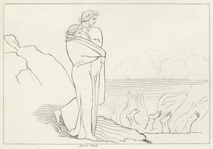 The Gulf of Simony, Inferno, Canto 19 (rytina) od John (after) Flaxman