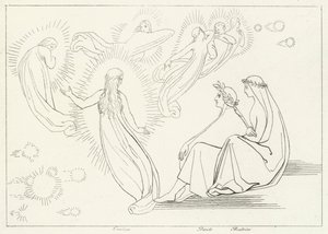 Návrat Cunissa, ráj, Canto 9 (rytina) od John (after) Flaxman