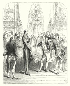 Princ Albert a královští komisaři na Velké výstavě v roce 1851, Crystal Palace, Hyde Park, Londýn (rytina)