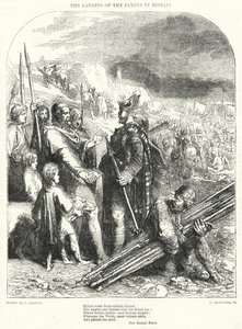 Vylodění Sasů v Británii (rytina) od John (after) Gilbert