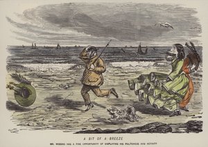 A Bit of a Breeze (barevná rytina) od John (after) Leech