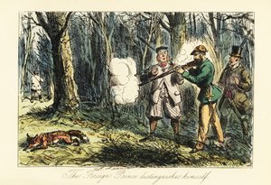 Německý aristokrat zabíjející lišku omylem na střelbě od John (after) Leech