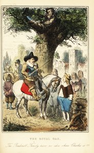Král Karel II. skrývá dub v Boscobelském lese po bitvě u Worcesteru