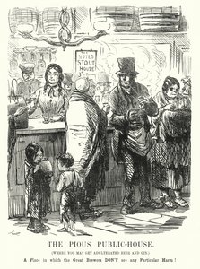 Punch cartoon: The Pious Public House (rytina) od John (after) Leech