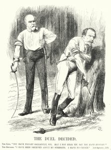 Punch cartoon: The Duel Decided - porážka Francie ve francouzsko-pruské válce (rytina)