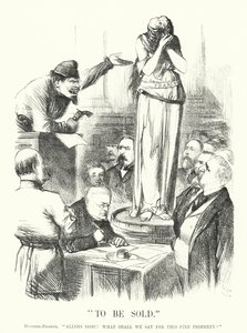 Punch cartoon: To Be Sold - The Paris Commune (rytina) od John (after) Tenniel