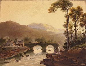 Beddgelert Bridge (barevná litografie) od John (after) Varley