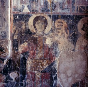 Anděl, freska v byzantském kostele Agios Nikolaos, Maza, Kréta, Řecko od Walter Charles Mills
