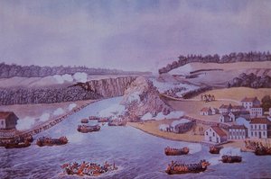 Bitva o Queenston Heights (barevné lito) od Walter Charles Mills