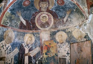 Fresky v byzantském kostele Agios Georgios, Vathi, Kréta, Řecko (foto) od Walter Charles Mills