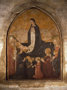 Itálie, Milán, Kostel Panny Marie Milostivé, Věžní kaple, Panna adorující dítě, freska od Walter Charles Mills