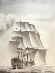 Portrét anglické lodi "Worcester" 60 děl od John (attr.to) Hood