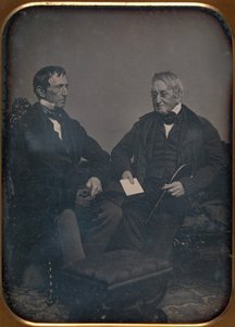 Dva starší muži konverzující, ca. 1850.