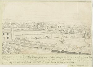 Burton-upon-Trent Bridge and Town: kresba perem, 1817