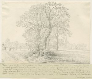Lichfield - Pohled přes Stowe Pool: kresba perem, nd [1826] (kresba) od John Allport