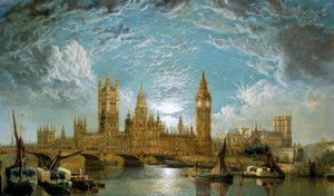 „Westminsterský most, budovy parlamentu a Westminsterské opatství při pohledu z řeky“, 1872