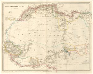 Mapa severozápadní Afriky z roku 1842, John Arrowsmith