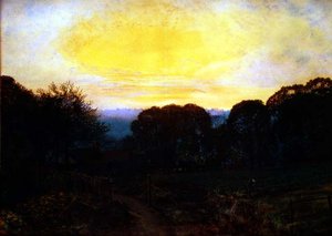 Zahradník kopající zelí při západu slunce od John Atkinson Grimshaw