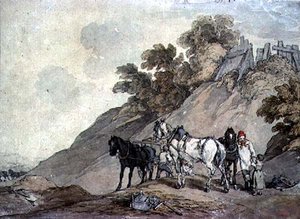 Vozík a tým na štěrkovně od John Augustus Atkinson