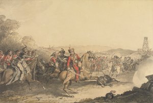 Markýz z Anglesey byl zraněn při vedení útoku těžké jízdy na konci bitvy u Waterloo od John Augustus Atkinson