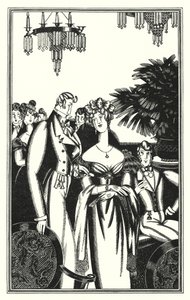 Ilustrace pro Dona Juana od Lorda Byrona: Juan byl přijat do nejlepší společnosti (litho)