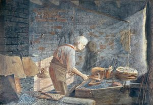 Kovář pracující v kovárně (akvarel) od John B. Gibbs