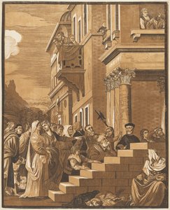 Představení Panny Marie v chrámu (střední panel) od John Baptist Jackson after Titian
