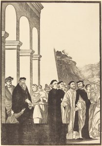 Uvedení Panny Marie v chrámu [levá deska] od John Baptist Jackson after Titian