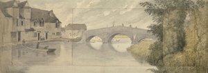 Hythe Bridge, Oxford, 1789 (akvarel přes grafit na třech listech papíru nalepených na větší list) od John Baptist Malchair