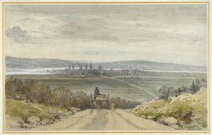Pohled na Oxford ze Shotover Hill v době povodní, když byla voda venku, 10. ledna 1791 (wc přes tužku na papíře)