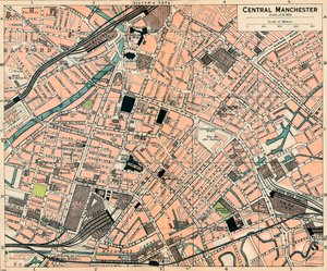 Centrální Manchester, c20. století od John Bartholomew