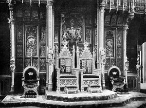 Královský trůn, Sněmovna lordů, Westminster, c1905.