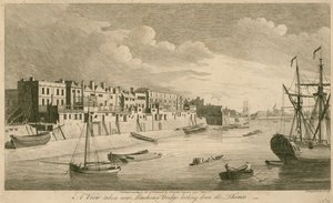 Pohled pořízený poblíž Limehouse Bridge při pohledu na Temži od John Boydell