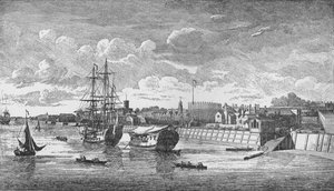 Woolwich Dockyard from the Thames, c1750, 1912. Umělci: Unknown, John Boydell.