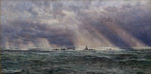 Severozápadní vichřice u majáku Longships, 1873. od John Brett