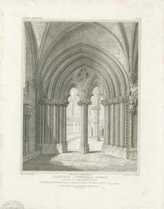 Interiér katedrály Lichfield - vchod do Kapituly: rytina, nd [c 1819] (tisk)